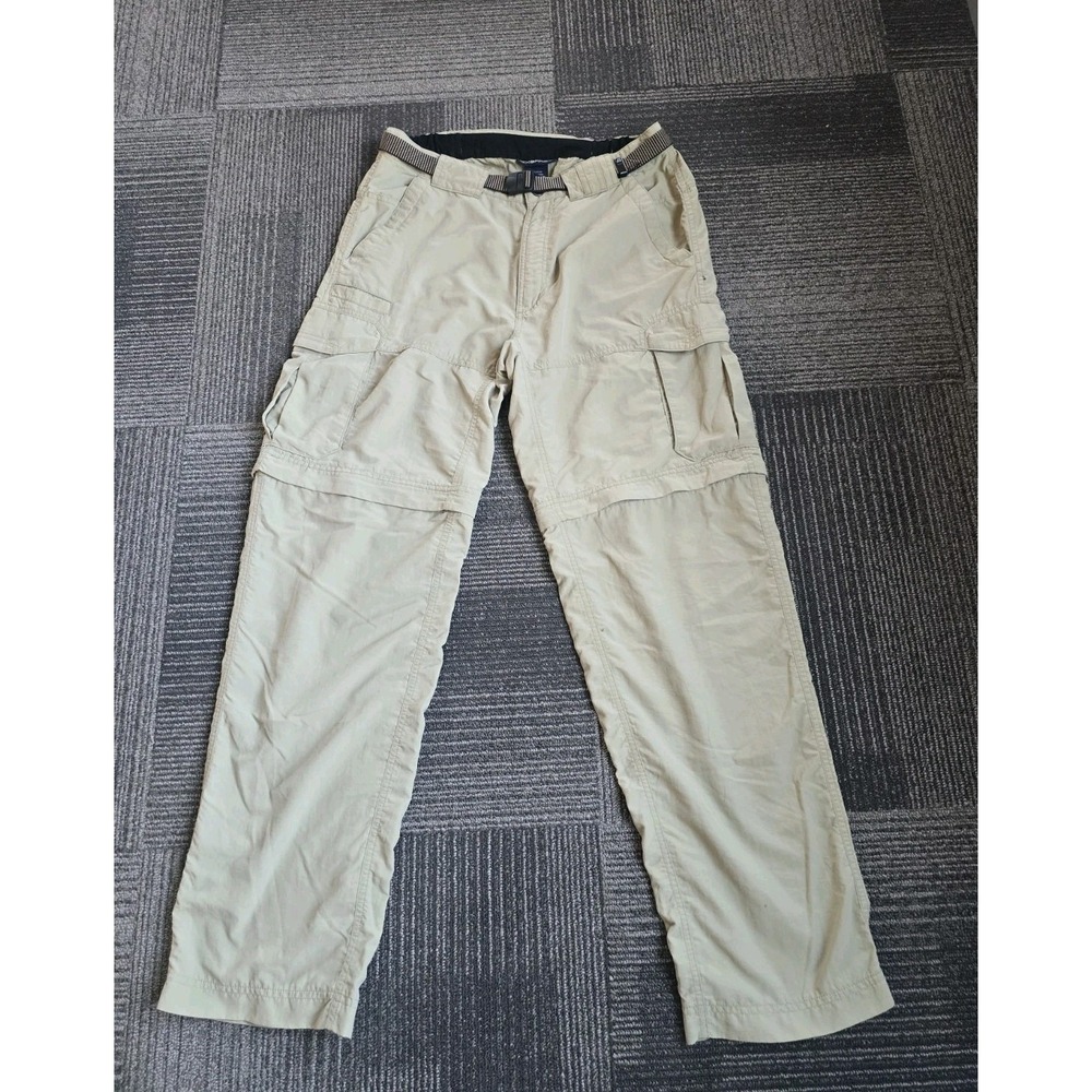 ExOfficio Mens 34x32 Khaki Convertible Zip Off Hiking Cargo Travel Belted Pants